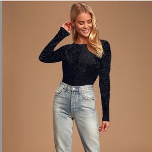 Velvet Striped Long Sleeve Bodysuit